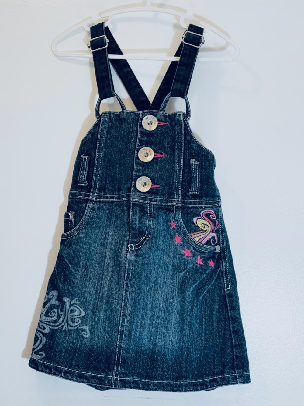 Vintage Y2K Roméo & Juliette Tribal Star Embroidered Denim Jumper Dress 4 Summer
